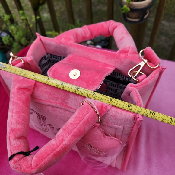 Juicy Couture Pink Velvet With Assorted Tiny Studes 9.5" Wide x 8"Deep - Picture 11 of 12